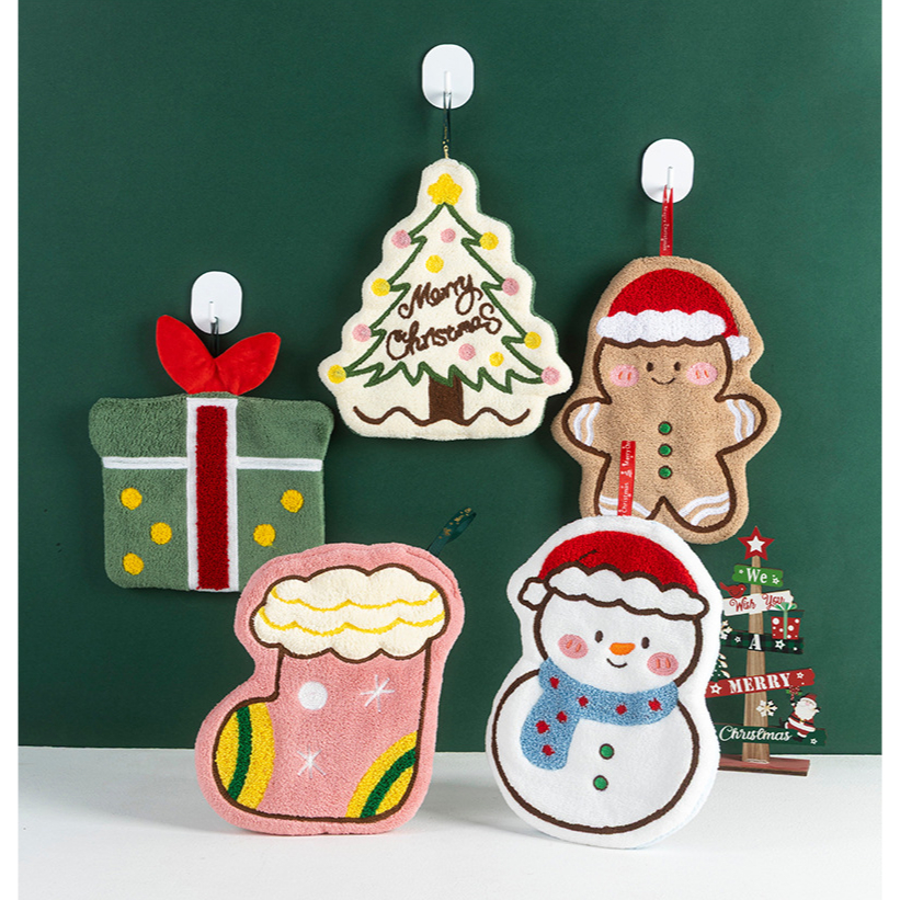 พร้อมส่ง!! ผ้าเช็ดมือ Merry Christmas ดูดซับน้ำได้ดี