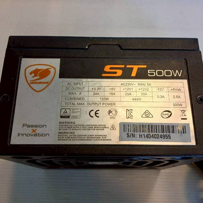 POWER SUPPLY (อุปกรณ์จ่ายไฟ)  COUGAR 500W (ST500)