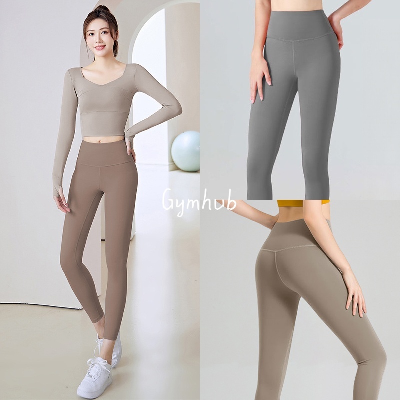 GYMHUB กางเกงโยคะเอวสูง ยกสะโพก ยืดหยุ่น สำหรับผู้หญิง บาง ระบายอากาศ แห้งเร็ว