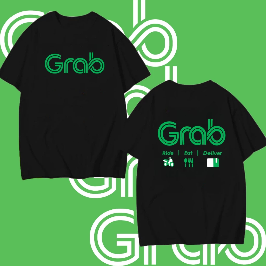 2025 Grab เสื้อยืด ไลน์แมน งานป้าย งานดีแน่นอน หนานุ่มใส่สบาย T-shirt lineman เสื้อยืดนุ่มและสบาย S-5XL