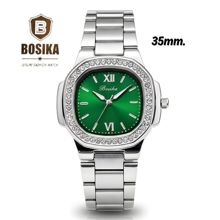 Bosika นาฬฺกาสายสแตนเลส แบรนด์แท้ ใส่สบาย หน้าปัด 35 มม