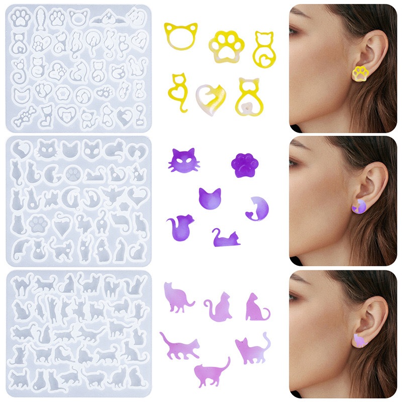 【พร้อมส่งจากไทย】🐈แม่พิมพ์ซิลิโคนสำหรับทำต่างหูแมวตัวจิ๋วDIY มีหลายแบบในซีรีส์แมว ใช้ทำต่างหู/เครื่องประดับรูปแมว