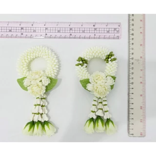 พวงมาลัยดอกมะลิประดิษฐ์ พวงเล็ก (ขนาด 8.5x18 cm.) วันแม่ วันเกิด ไหว้พระ ไหว้ผู้ใหญ่ บูชาพระ ของขวัญโอกาสต่างๆ