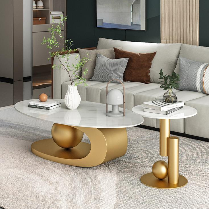 🌷ติดต่อฝ่ายบริการก่อนสั่ง🌷โต๊ะกลางโซฟา DET CET หินอ่อนสังเคราะห์ ขาเหล็ก ดีไซน์หรูหรา - รูปที่ 6