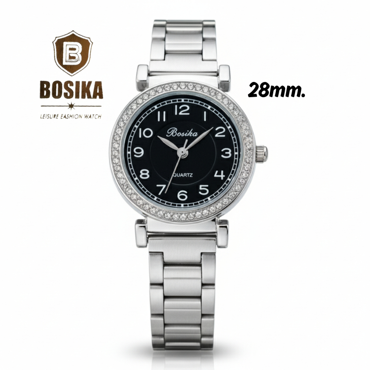 BOSIKA#BOSIKA#BG-032  นาฬิกาผู้หญิงขนาดกะทัดรัดสไตล์เรโทรสุดทันสมัยหน้าปัด28มิลพร้อมส่งดีไซน์ขอบเพชร