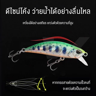 FW เหยื่อตกปลา ตกปลาพลาสติก เบส Sinking Minnow เหยื่อปลอม 5 กรัม 5 ซม พร้อมตะขอ 2 ชิ้น นตกปลาล พลาสติกเหยื่อ
