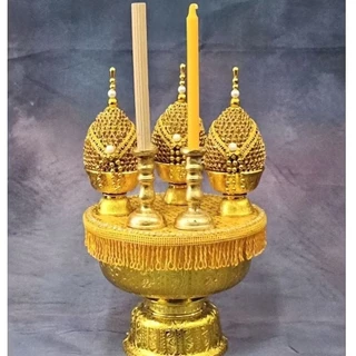 พานเครื่องทองน้อย พานสักการะ (ราคาเป็นชุด)002