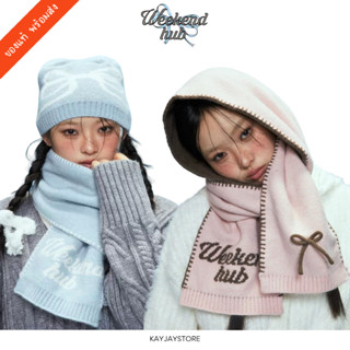 ✨พร้อมส่ง✨ Weekend hub ผ้าพันคอ Ribbon Lettering Scarf ของให…
