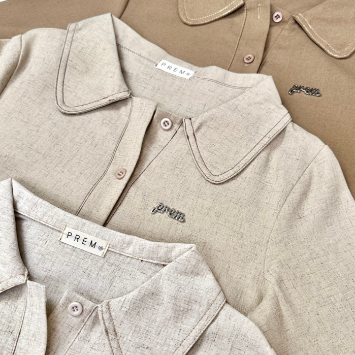 🥛 เดรสมิลล์กี้ เดรสทรงเอ กระเป๋าหน้า แต่งกระดุม ผ้าลินนินคอตตอน #517 🥛 - รูปที่ 2