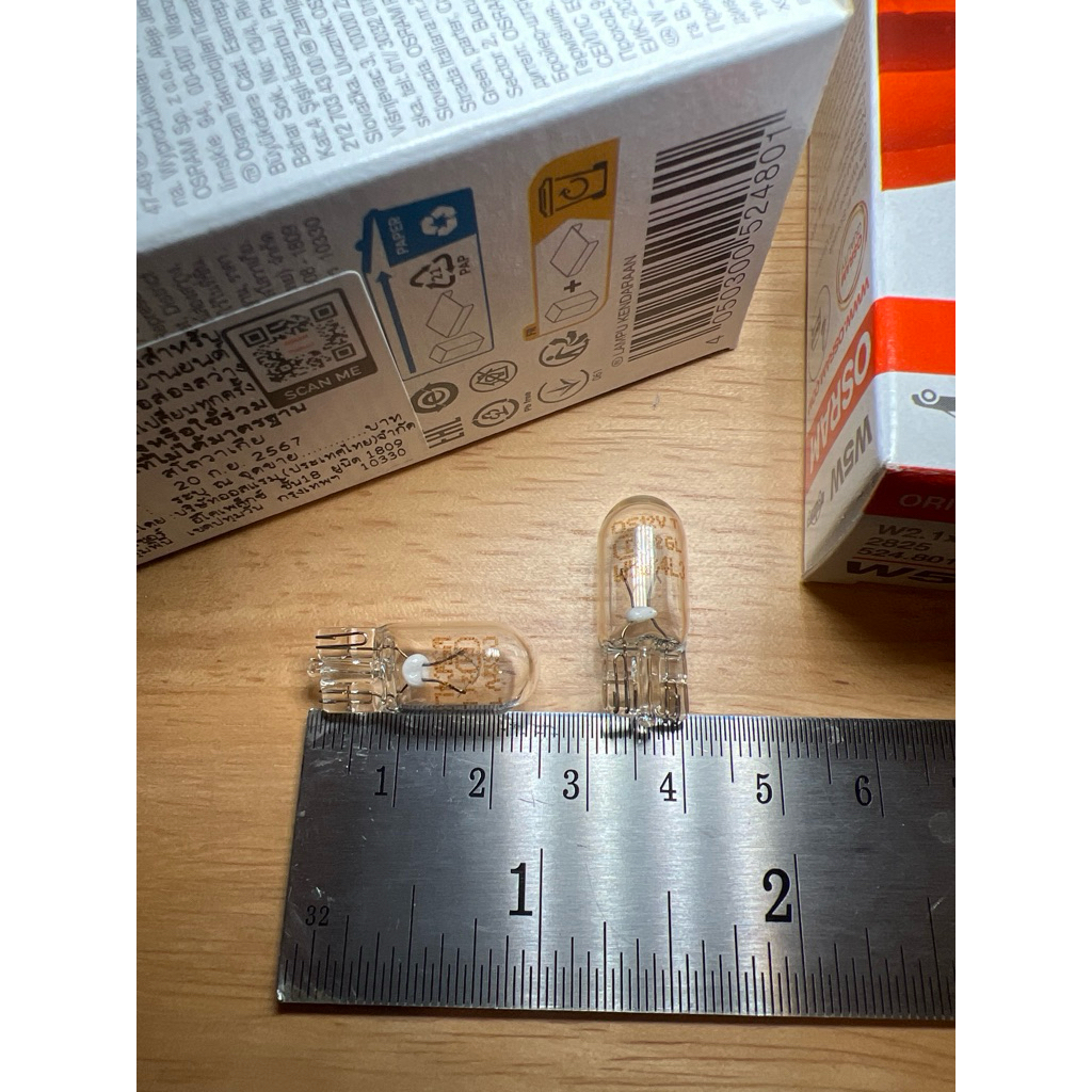 หลอดไฟเสียบ T10 หลอดไฟหรี่ หลอดไฟรูปลิ่ม OSRAM W5W 12V 5W รหัส 2825