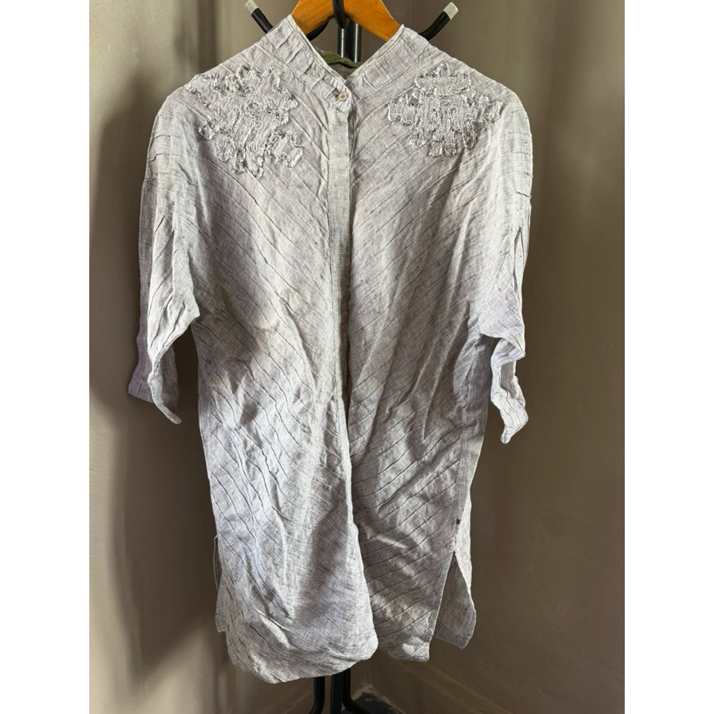 minidress Linin szM สีเทา