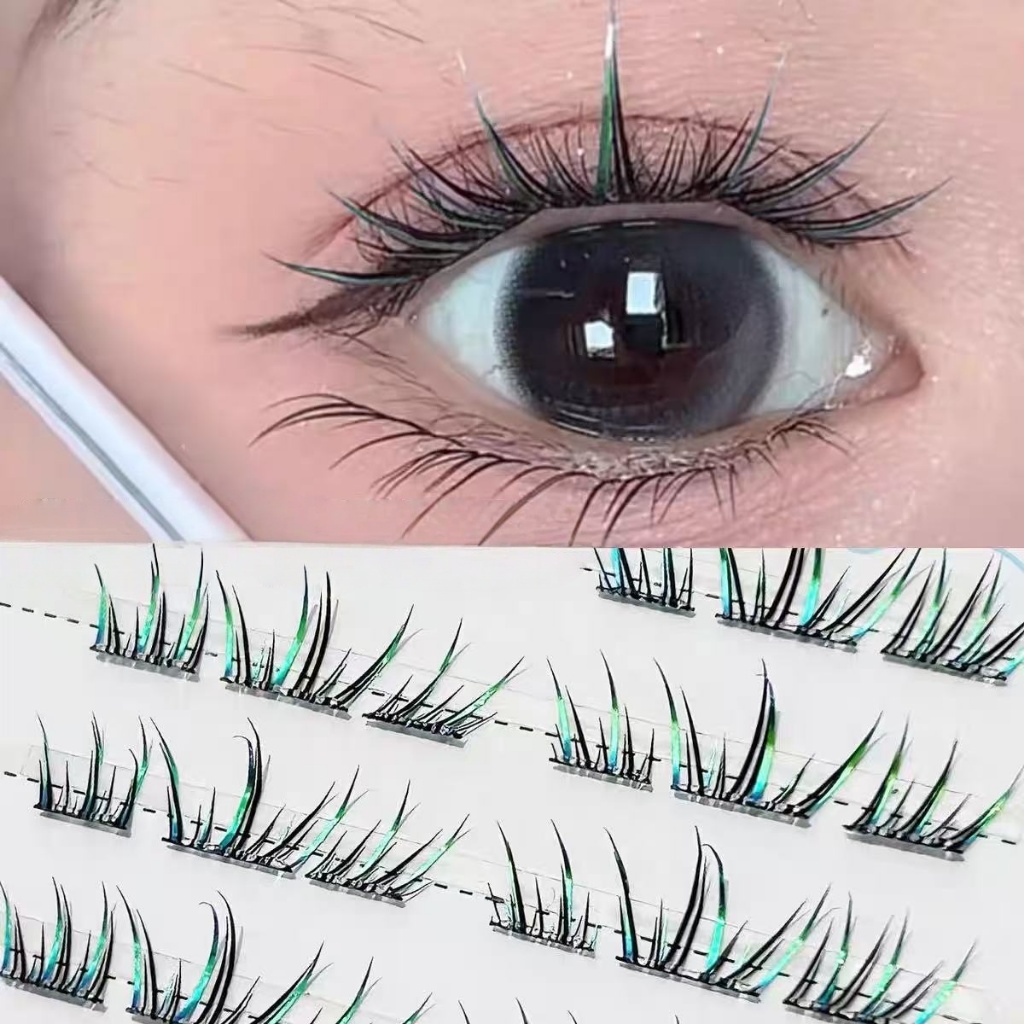 ขนตาปลอมแบบไล่เฉดสี ไม่ต้องใช้กาว! แต่งแต้มสีสันให้เป็นธรรมชาติ ให้ลุคการ์ตูนที่สวยสะดุดตา ขนตาปลอมแบบติดเองที่มีสีบล็อก