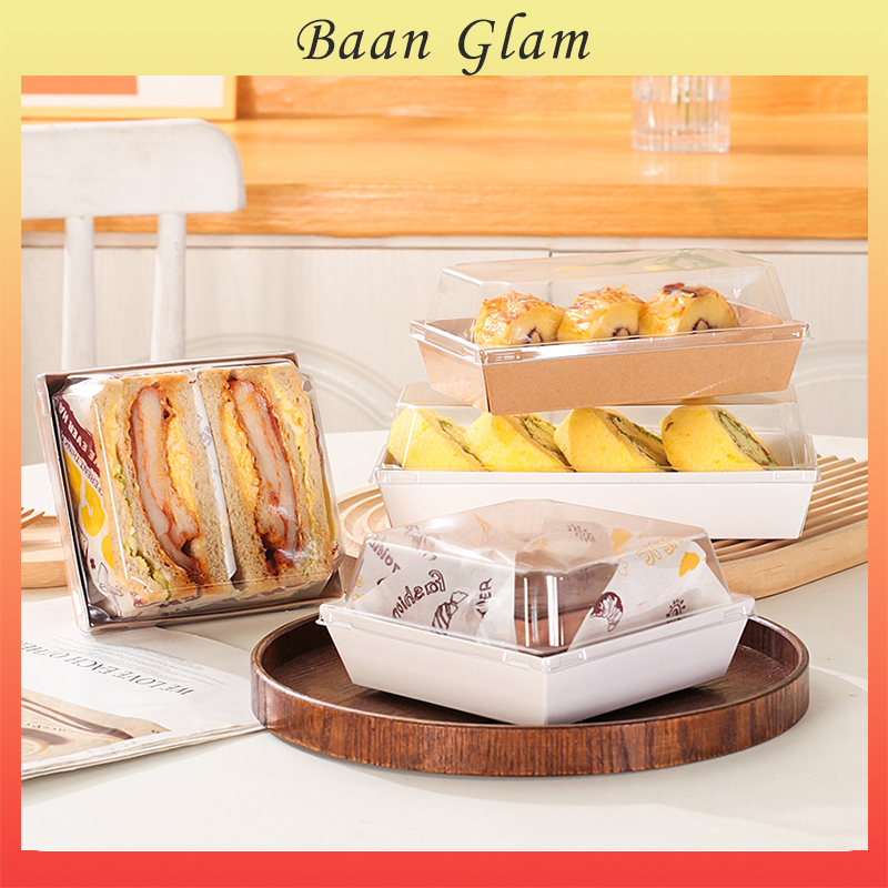 Sushi Tray Sandwich Box sandwich container dessert container kraft box pastry display with cover