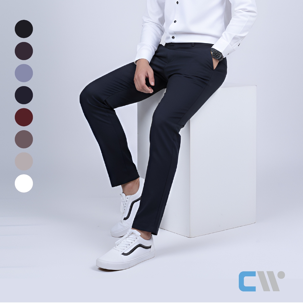 CW Slim Pants | กางเกงสแล็คผ้ายืด ทรงเดฟ 8 สี – นุ่มสบาย คล่องตัว ทรงพอดี เท่ [CW-AY]