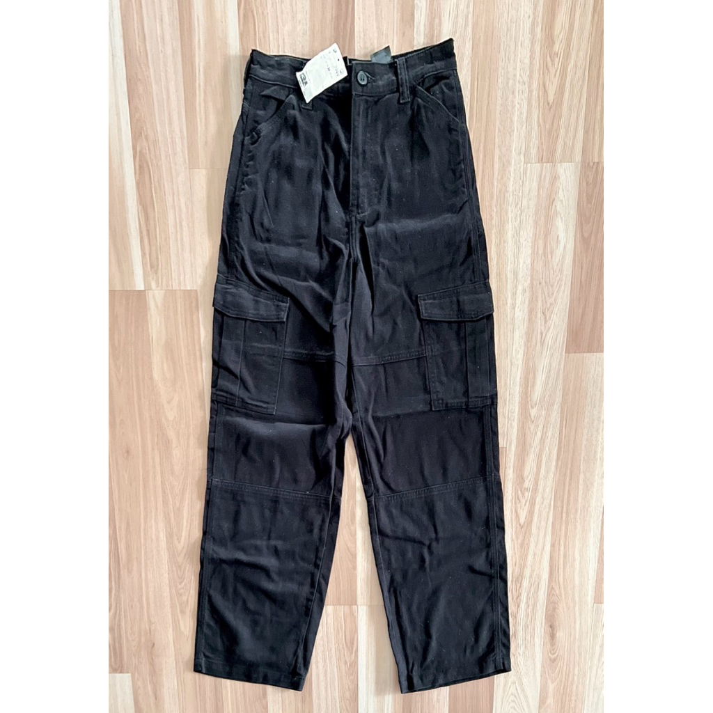 h&m cargo denim black new