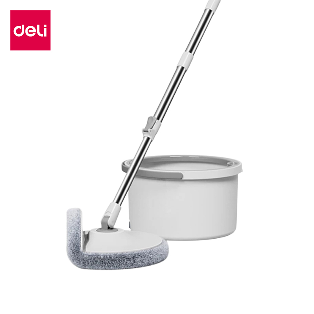 [ของขวัญฟรี] Deli ไม้ถูพื้นแบนหมุนได้ ไม้ถูพื้น ชุดถังปั่น แบบกลม พร้อมถังแยกน้ำในตัว Spin Mop