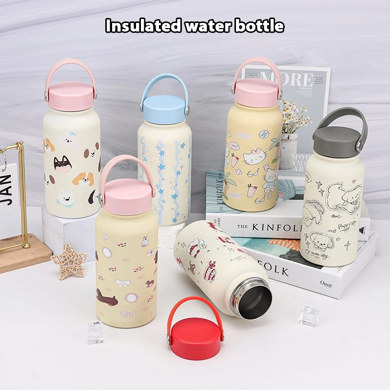 ถ้วยสูญญากาศ 900ml สแตนเลส304ฉนวนฉนวนถ้วย การ์ตูนสุนัขขนาดใหญ่ ถ้วยชาของขวัญวันเกิด T01268