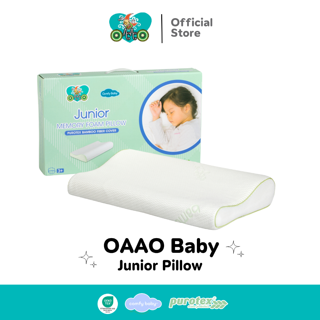 OAAObaby หมอนเด็กโต ผ้าใยไผ่ กันไรฝุ่น Memory foam กันไรฝุ่น อายุ 3-7 ขวบ | Junior Pillow Purotex
