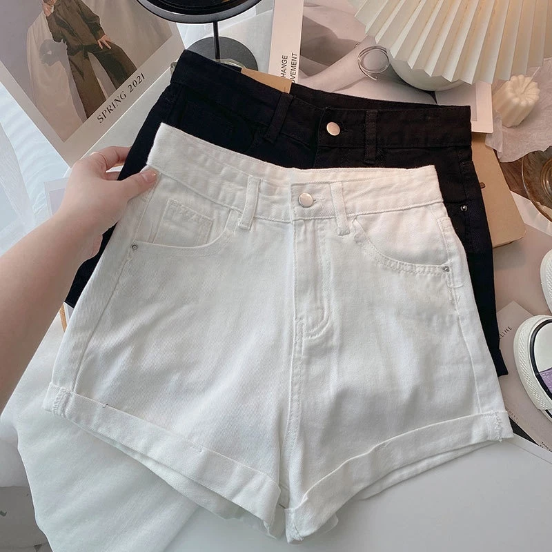 🌸Swift Bra🌸S-2XL ผู้หญิงเกาหลีกางเกงยีนส์ขาสั้น เอวสูงเรียบๆกางเกงขาสั้น ผ้าคุณภาพ เซ็กซี่สไตล์สตรีท