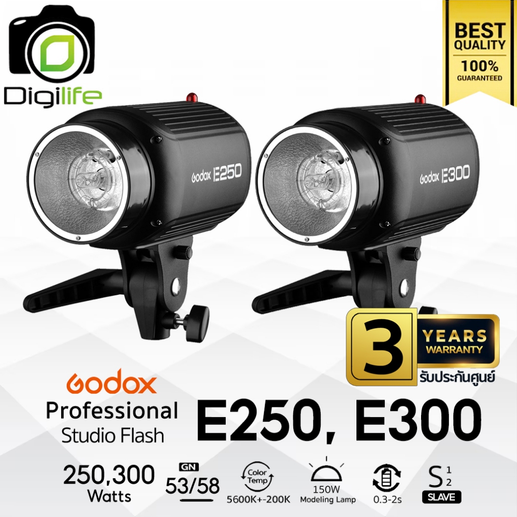 Godox Flash E250, E300 - 5600K - แฟลชสตูดิโอ น้ำหนักเบา - รับประกันศูนย์ Godox Thailand 3ปี / Digili