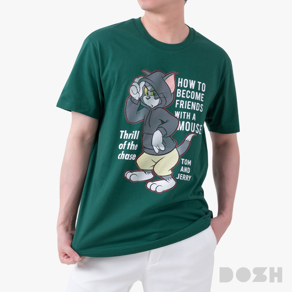 DOSH MEN'S T-SHIRTS TOM AND JERRY เสื้อยืดคอกลมผู้ชาย DTJMT5020-GR (XS-2XL)