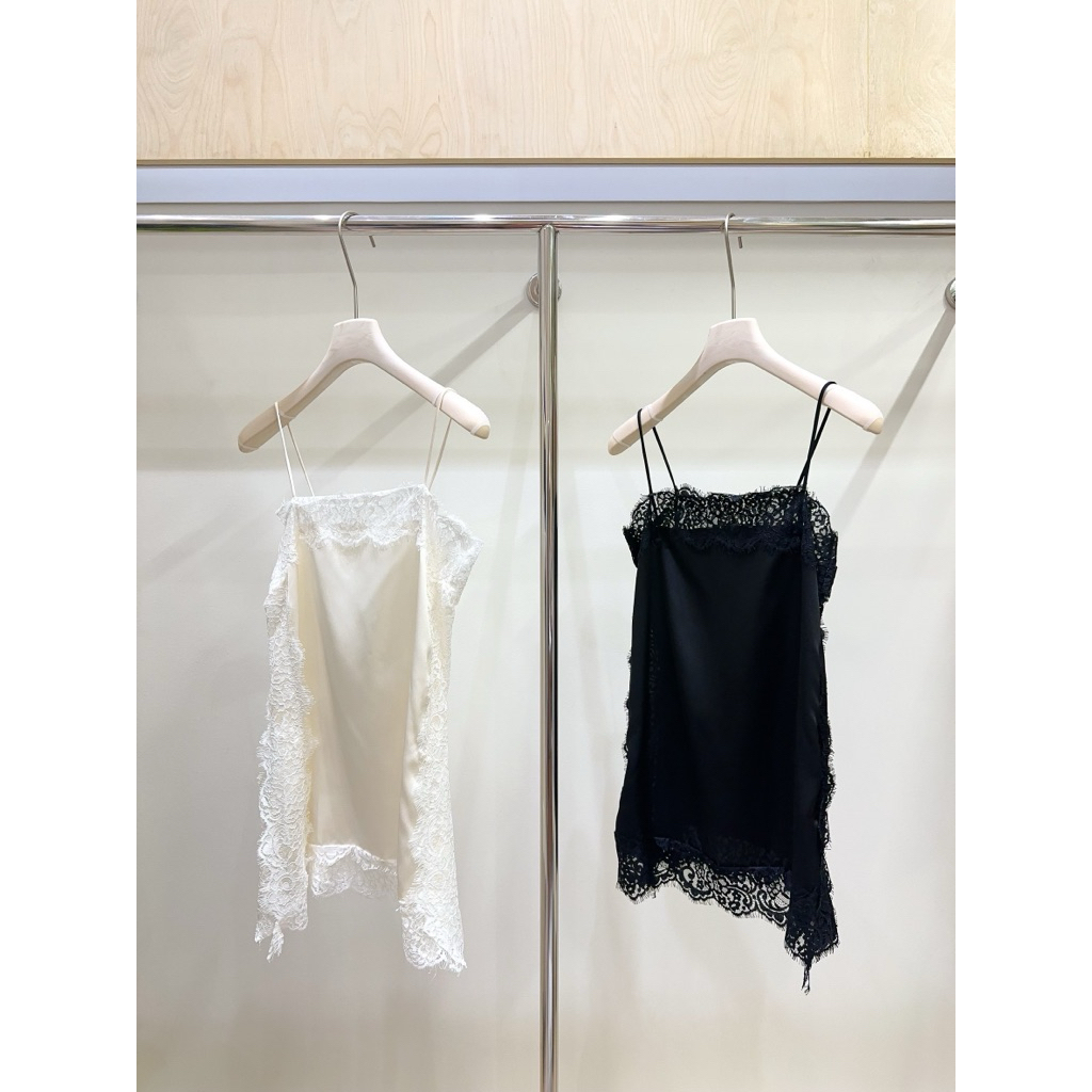 ส่งด่วน 🛵 MMFISH  25T615 𝗟𝗔𝗖𝗘 𝗪𝗛𝗜𝗦𝗣𝗘𝗥 𝗖𝗔𝗠𝗜 เสื้อสายเดี่ยวลูกไม้แต่งขอบรอบตัว ดีเทลลูกไม้ลายสวยละเอียด - รูปที่ 7