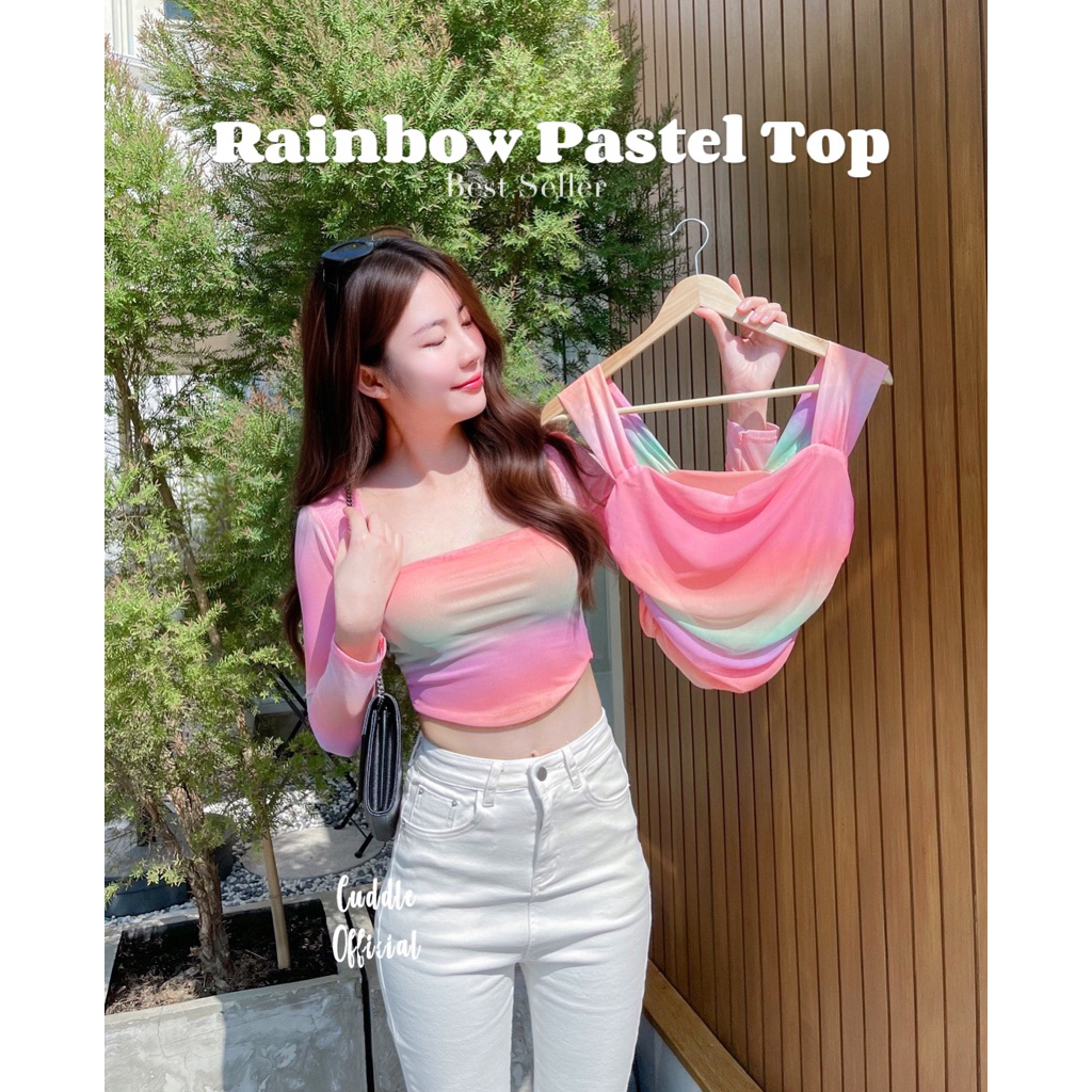 Cuddle.official - Pummy Top🧺(เสื้อแขนยาวคอเหลี่ยมผ้าตาข่าย)