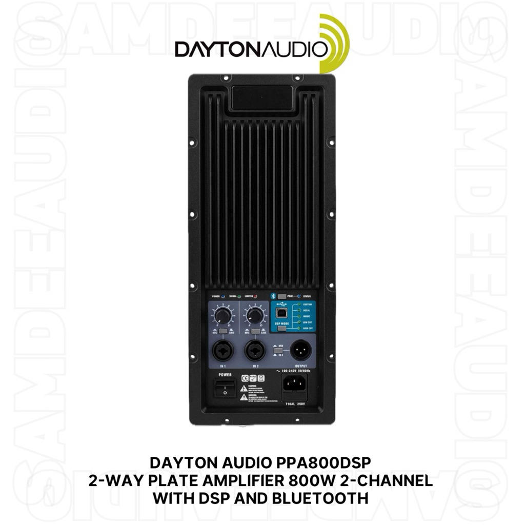 Dayton Audio PPA800DSP 2-Way Plate Amplifier 800W 2-Channel with DSP and Bluetooth