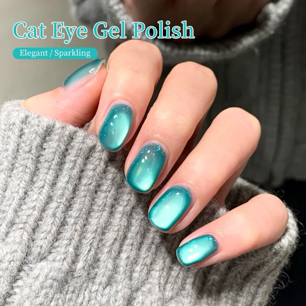 สีทาเล็บเจลเล็บแม่เหล็กโทนน้ำทะเลสุดหรู วิบวับเหมือนแสงสะท้อนในมหาสมุทร 🌊✨   ให้ลุคเย็น สบายตา - รูปที่ 2