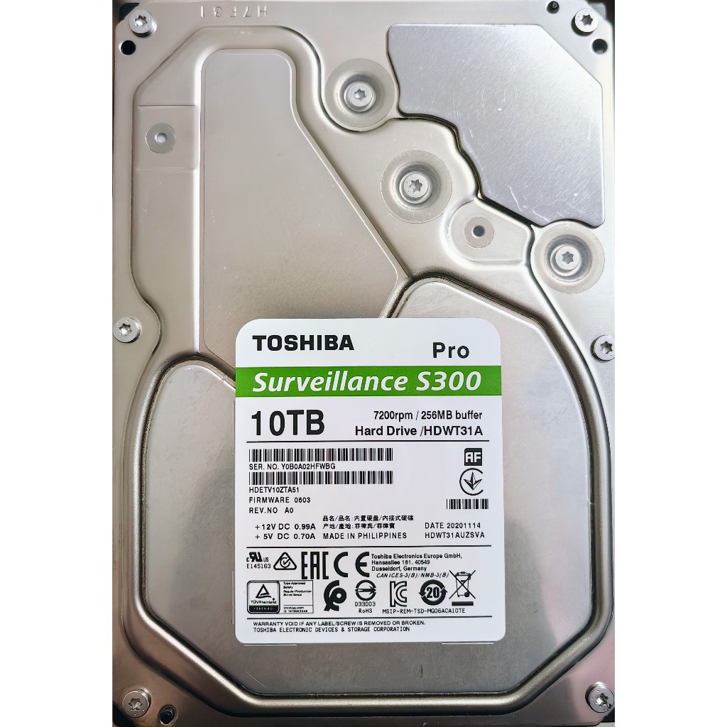 10TB HDD CCTV TOSHIBA S300 PRO มือ2 ใช้งานปกติ ประกัน30วัน