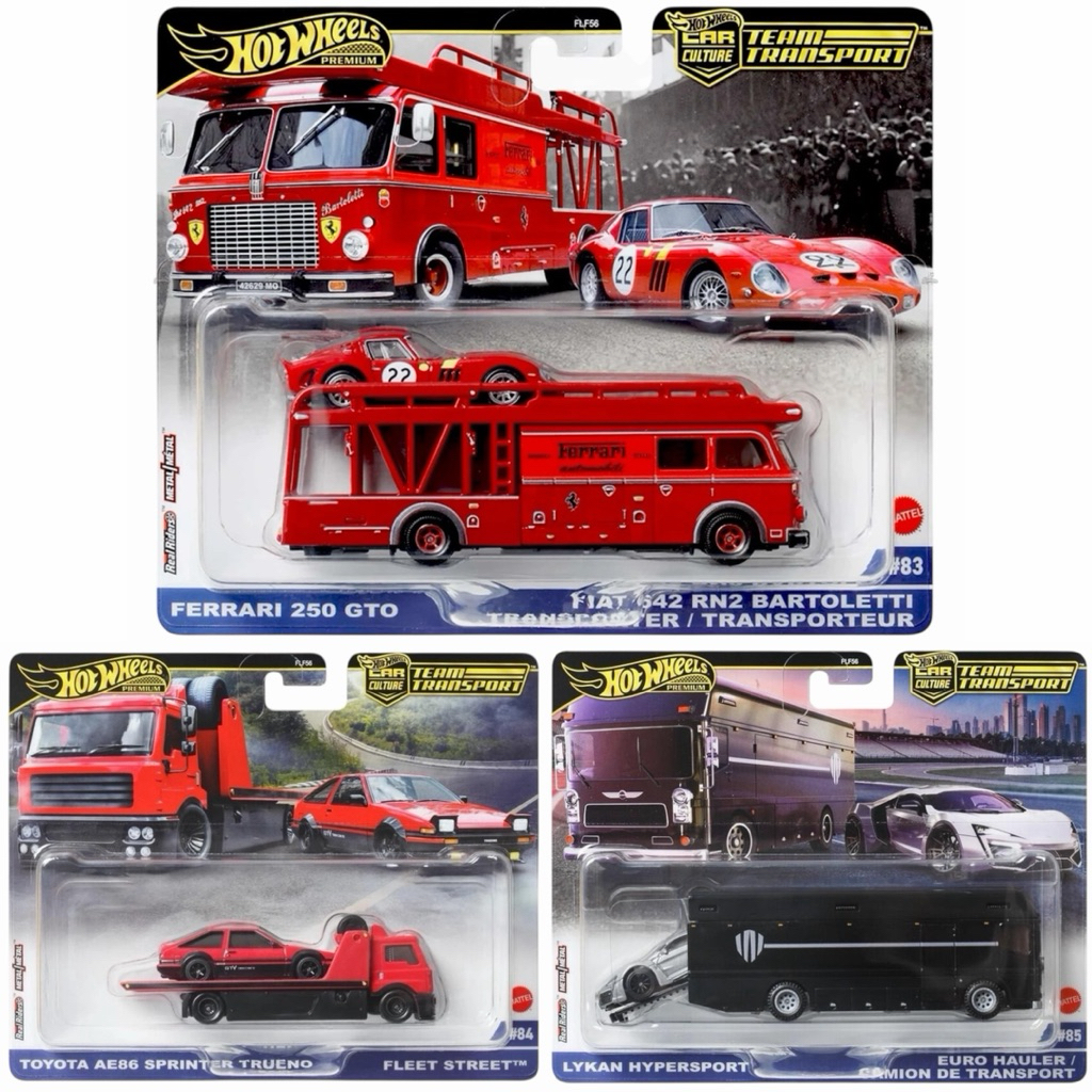 Hotwheels Premium | Team Transport no.83-85 FERRARI 250 GTO , TOYOTA AE86 , LYCAN HYPER SPORT สเกล 1:64