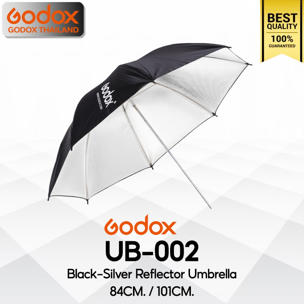 Godox Umbrella UB-002 - Black & Silver Reflector 84cm./ 101cm. ร่มสะท้อน เงิน-ดำ / Godox Thailand