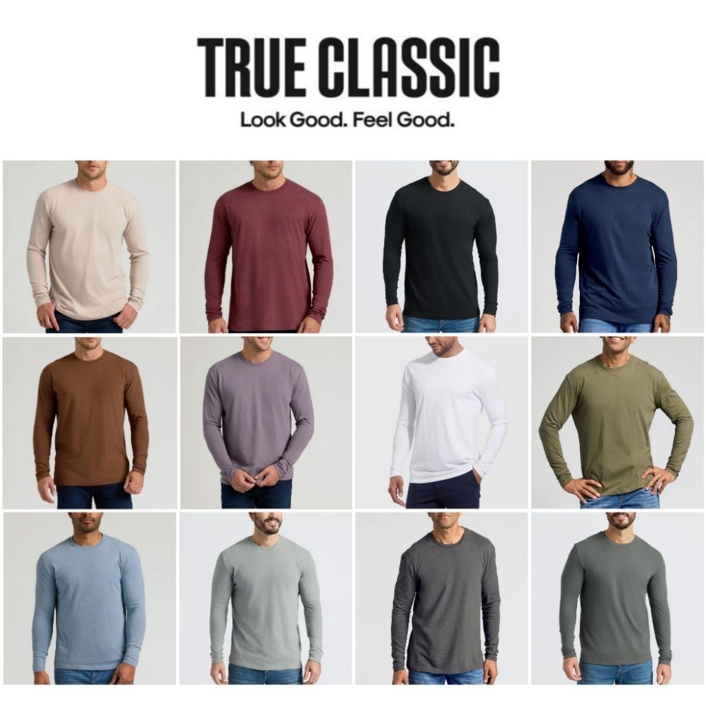 🎈🎈New Stock 🎈🎈เสื้อแขนยาว True Classic Premium Crew Neck Long Sleeve T-Shirt
