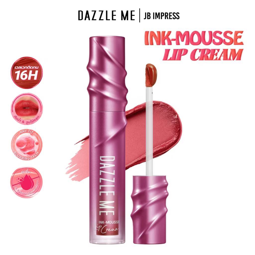 DAZZLE ME Ink-Mousse Lip Cream ลิปครีมเนื้อมูส เบาสบาย สีชัด ติดทน ไม่ตกร่อง ไม่แห้งตึง