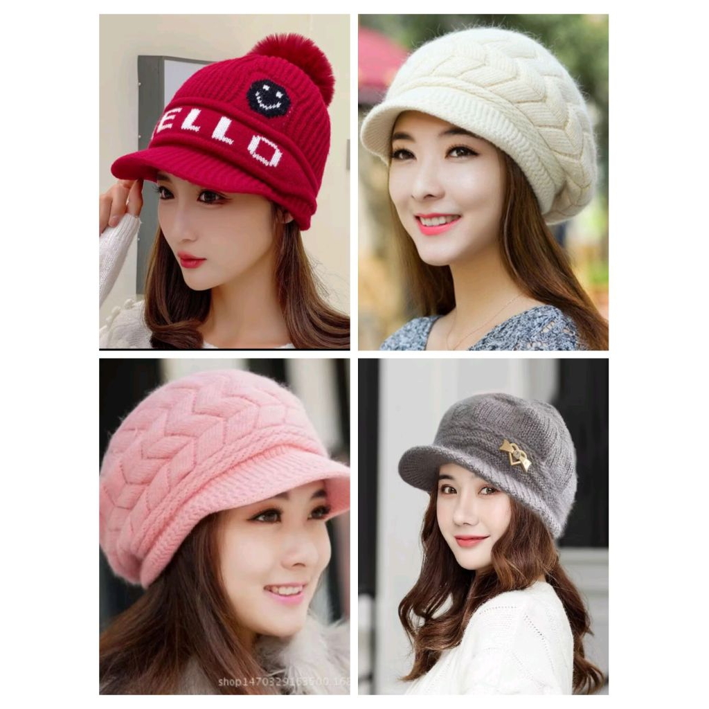 C012 พร้อมส่ง  มีให้เลือก 60 แบบ หมวกไหมพรม กันหนาว หมวกบุขน