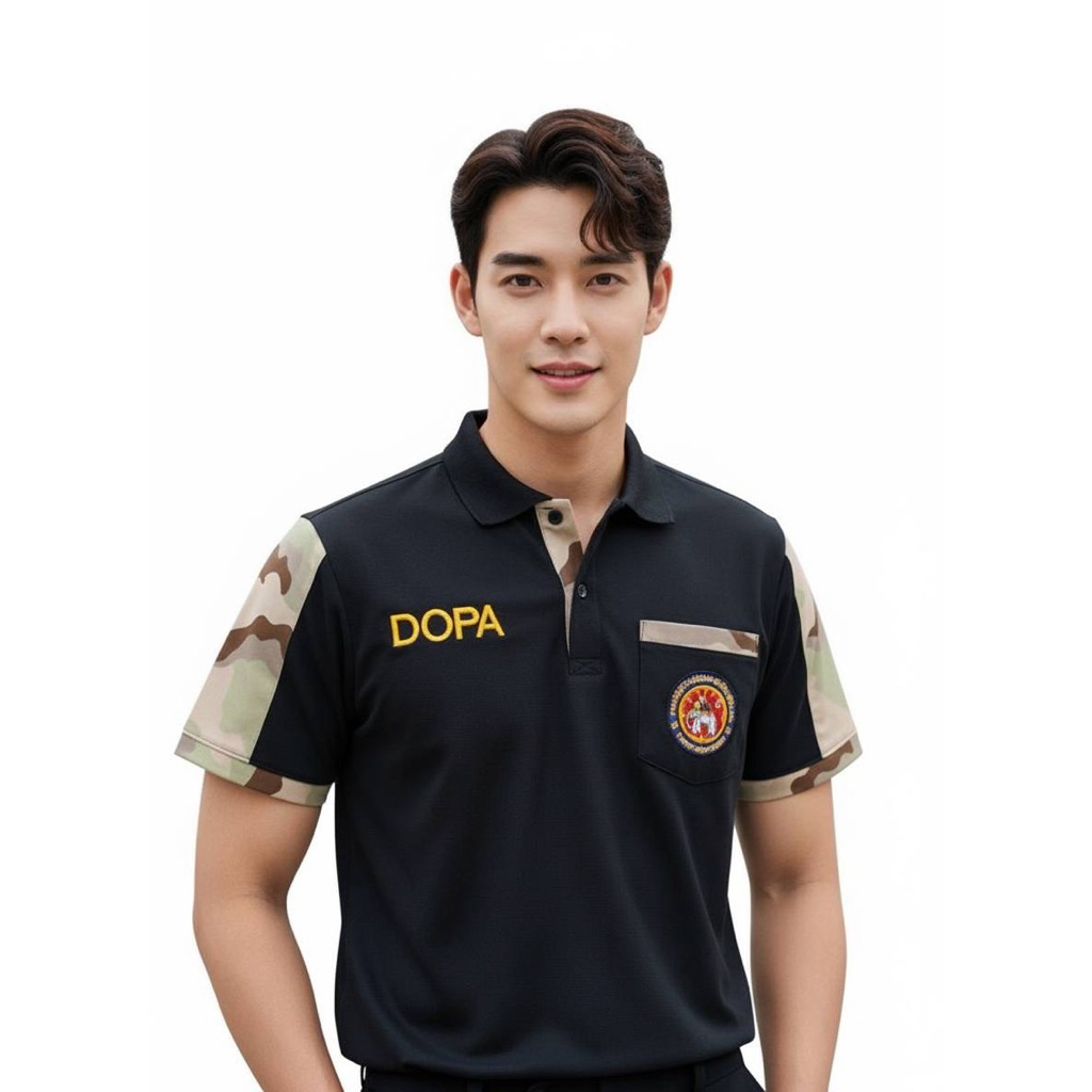 เสื้อโปโล ดำลายพราง อส.