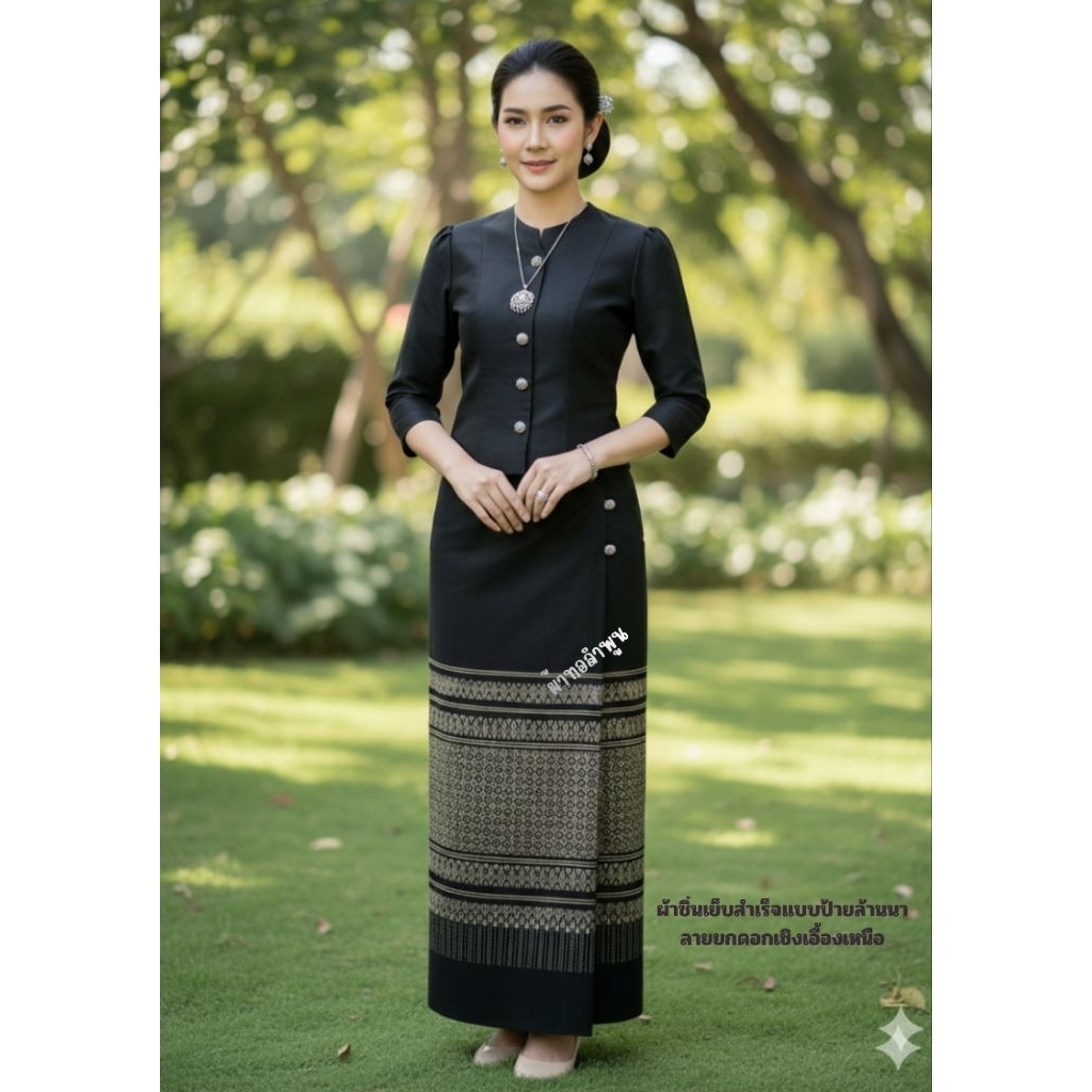 ผ้าถุงโทนสีดำ🖤ผ้าซิ่นเย็บสำเร็จพร้อมสวมใส่