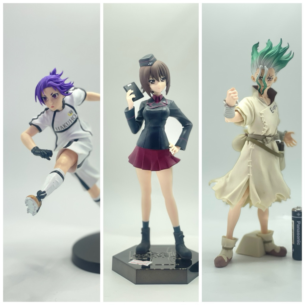 Blue lock reo mikage,Dr.stone Senku,girls und panzer maho nishizumi figure