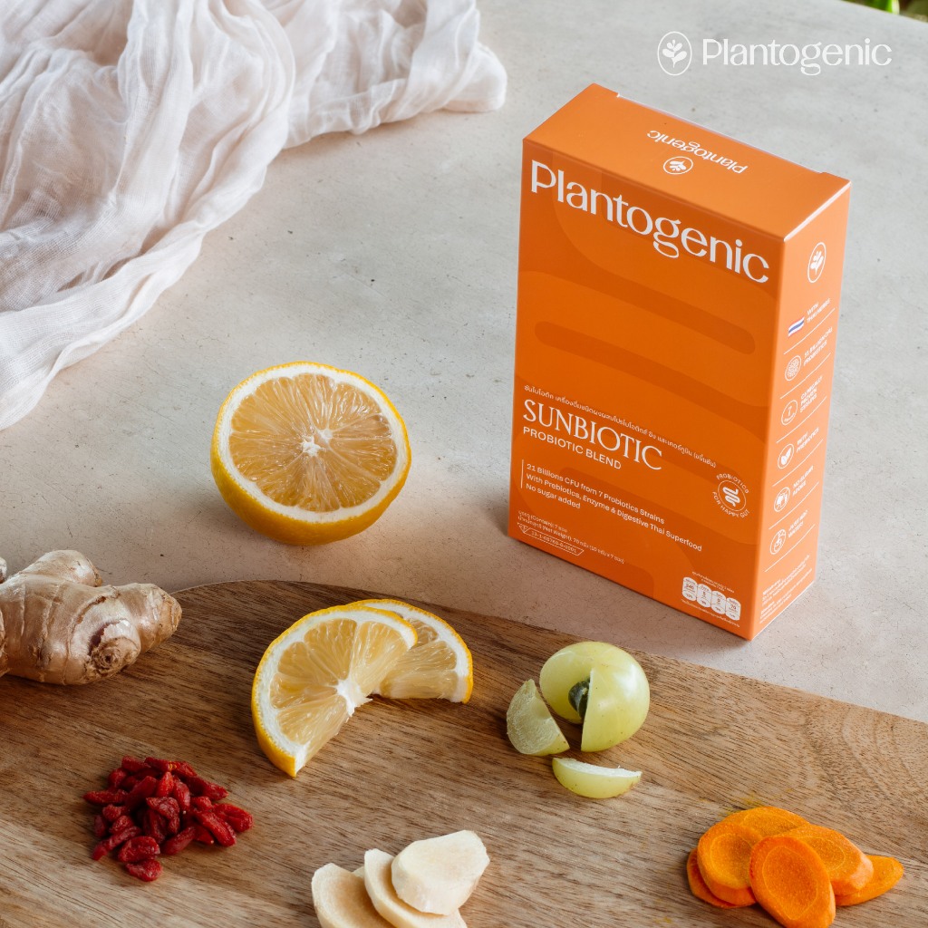 Plantogenic - Sunbiotic โพรไบโอติก และสมุนไพร ขิง ขมิ้น กระชาย ปรับสมดุล ช่วยท้องอืด ไม่ย่อย ไม่เติมน้ำตาล (Plant-based)