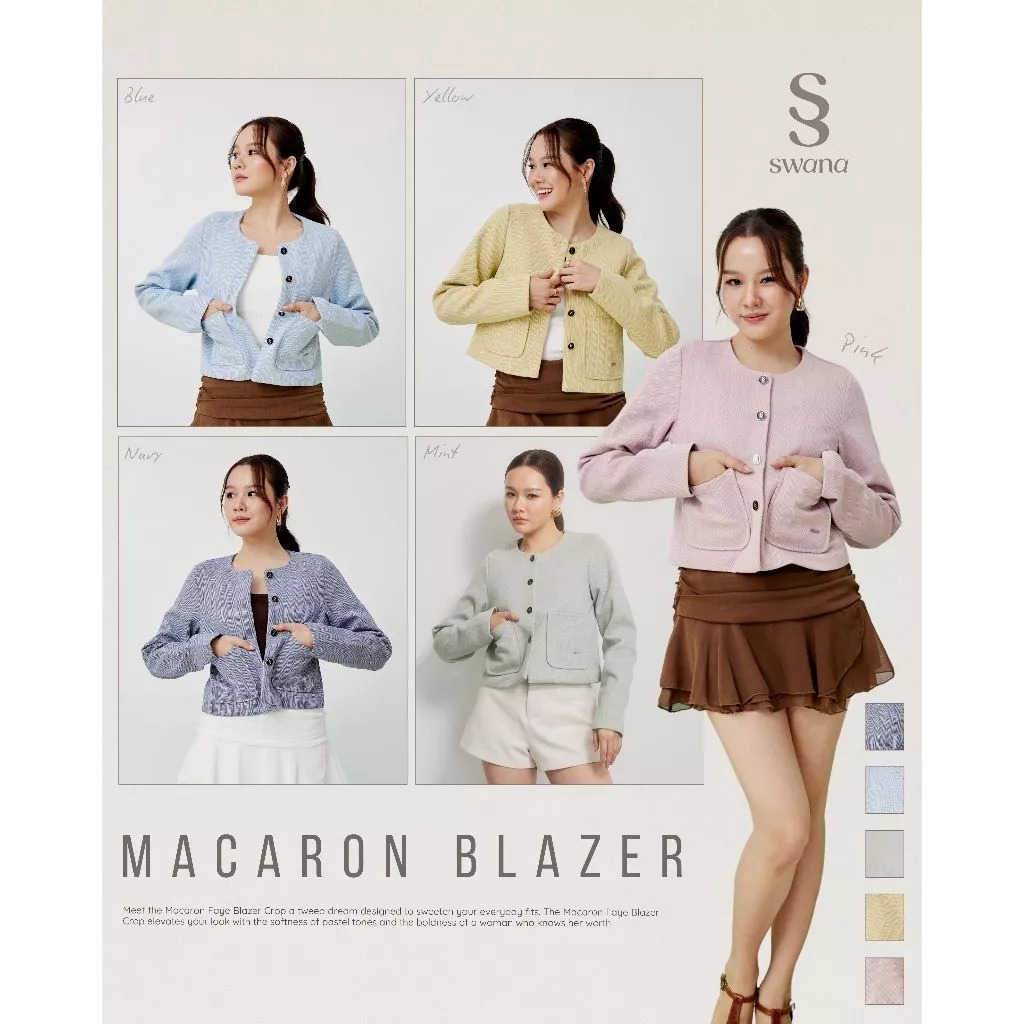 Swana.ss - Macaron faye blazer crop S-7XL 🍡🍋🍐 สีพาสเทล แค่เสื้อ เสื้อครอปเบเซอร์