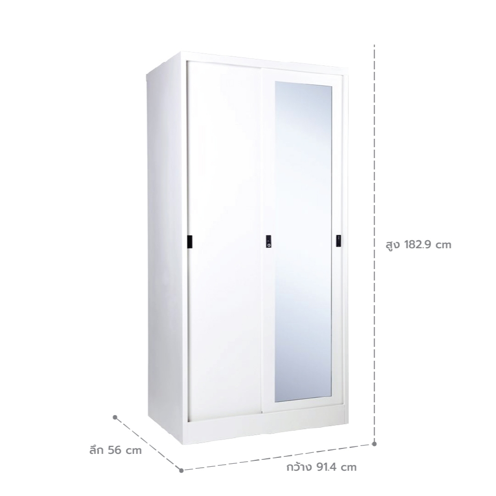 [จัดส่งพร้อมติดตั้งฟรี] KIOSK ตู้เสื้อผ้ารุ่น IXYmild บานเลื่อน กว้าง 91.4 cm. มีหลายสีให้เลือก - รูปที่ 7