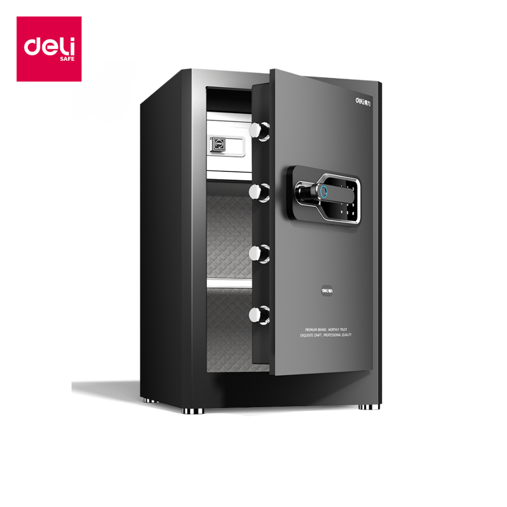 Deli ตู้เซฟนิรภัย ตู้เซฟลายนิ้วมือ กันสนิม ระบบล็อค2ชั้น ปลดล็อค4วิธี รับประกัน 