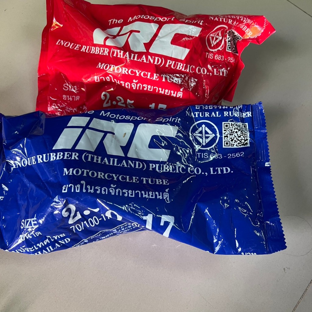 ยางใน IRC ขอบ17 มีหลายเบอร์ irc ยางคุณภาพ มอเตอร์ไซค์ 2.00-17 2.25-17 2.50-17