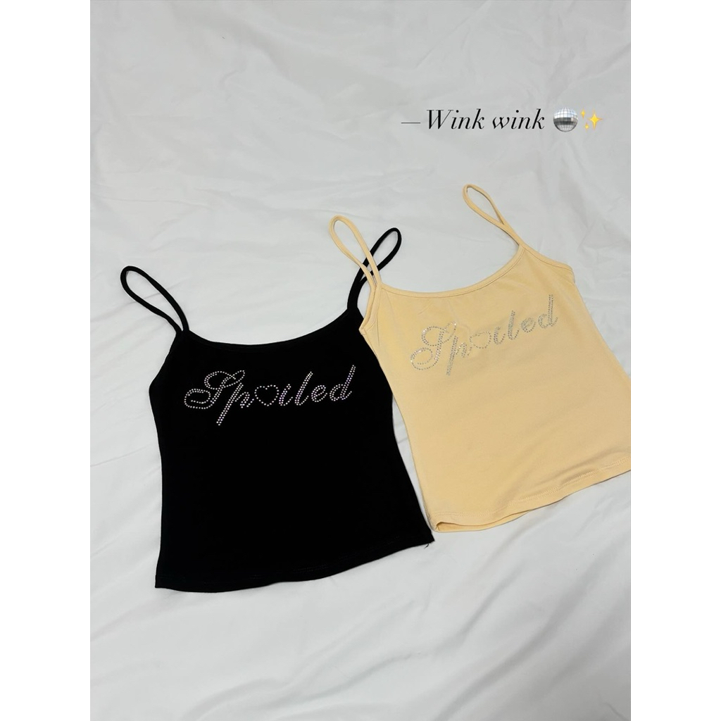 [Tomato8] Spoiled ! สายเดี่ยวเข้ารูป ปักเพชรรุ้ง