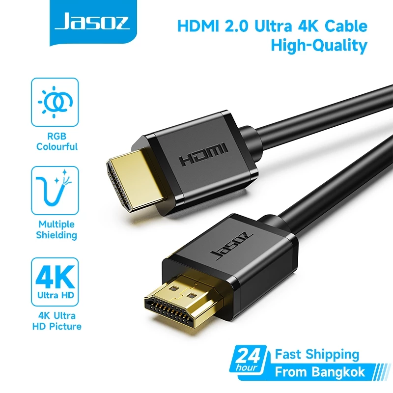 ⚡ส่งจาก กทม⚡Jasoz สายเคเบิล HDMI 2.0 4K อะแดปเตอร์ HDMI แล็ปท็อป เดสก์ท็อป โปรเจคเตอร์ ทีวี