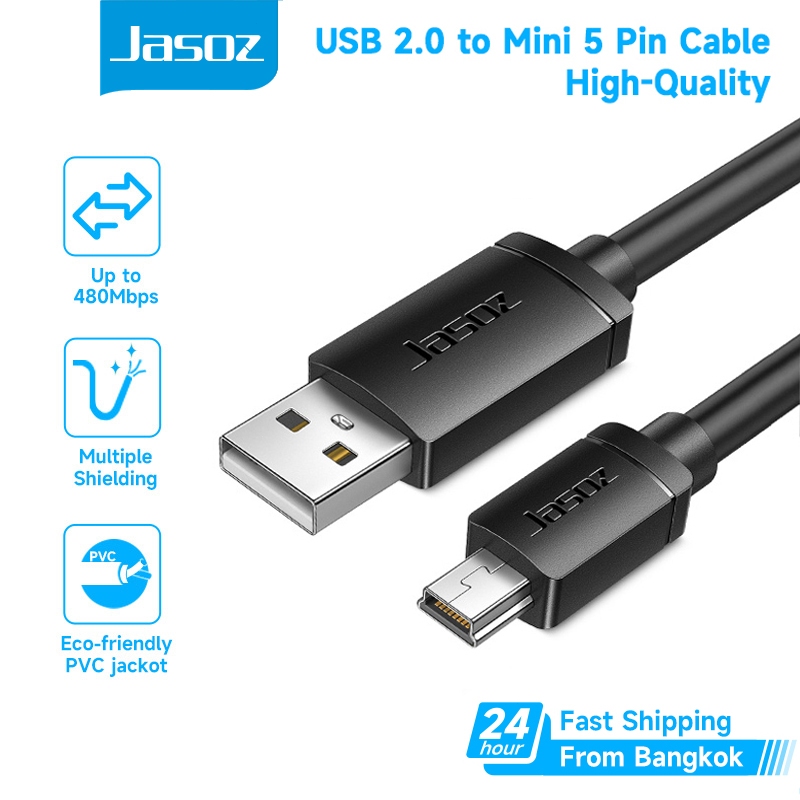 ⚡COD⚡Jasoz สาย Mini USB 2.0 Mini USB to USB 480Mbps สำหรับกล้อง COM อ่านสายข้อมูลของฮาร์ดดิสก์ของคุณ