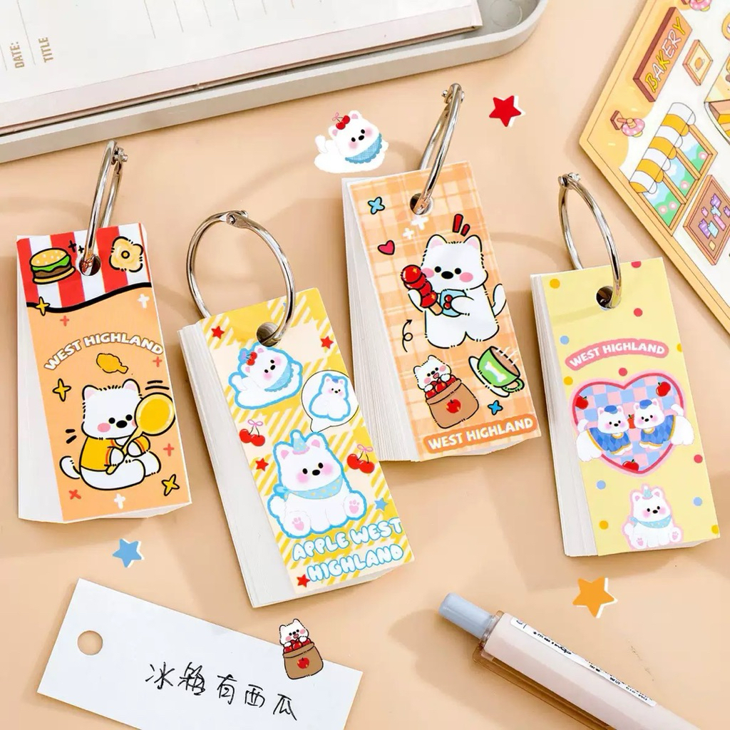 [Flash card] สมุดจดศัพท์ พวงกุญแจ สุนัข เกาหลี หมี ผลไม้ ไดโนเสาร์ น่ารัก Word book **ได้ 1 ชิ้น**