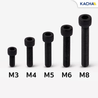 KACHA สกรูหัวจม หกเหลี่ยม สกรูหัวจมดํา เกรด 12.9 ขนาด M3-M8 เหล็กแข็งคุณภาพสูงระดับอุตสาห DIN912