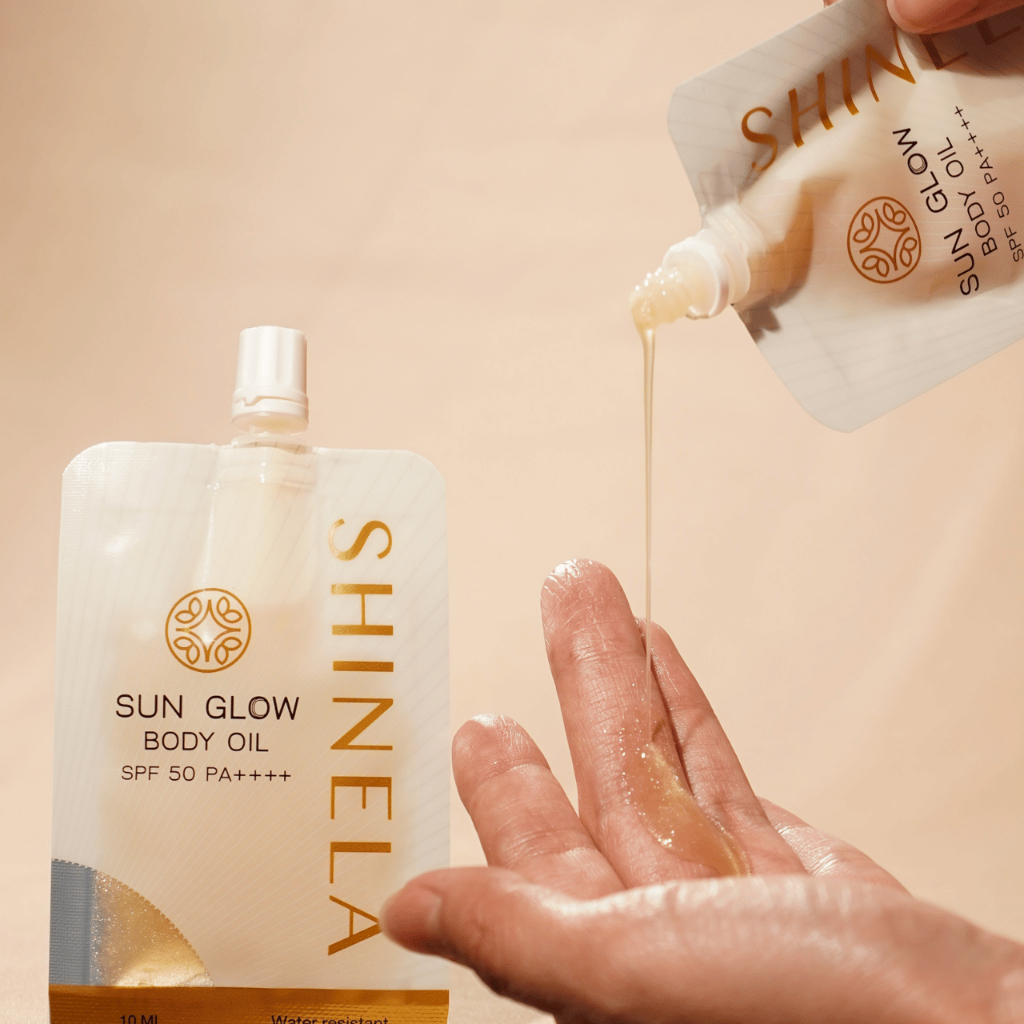 SHINELA body oil SPF50+ PA++++ Shimmering บอดี้ออยล์บำรุงผิวโกลว์สวย นุ่มชุ่มชื้น บางเบาไม่เหนอะหนะ