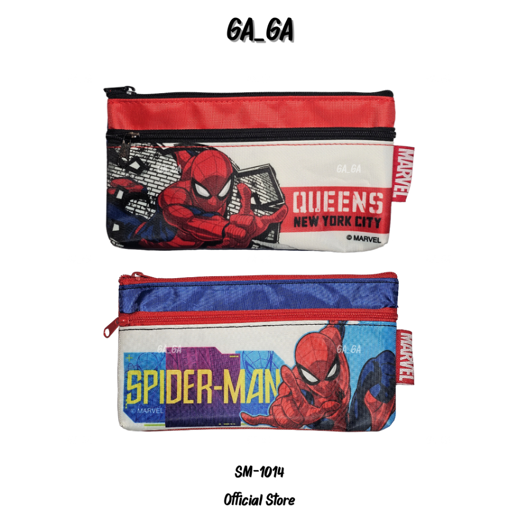 SM-1014 Spider-Man สไปเดอร์แมน กระเป๋าดินสอ กระเป๋าอเนกประสงค์ ซิป 2 ชั้นแบน คละสี 1 ใบ